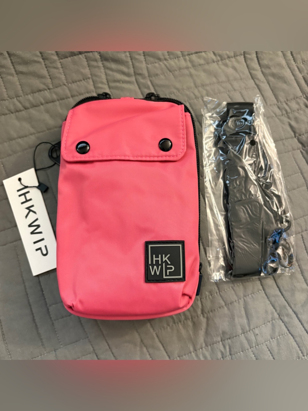 IHKWIP Nylon PPE Carrier Crossbody Purse Belt Bag Pink Coral Blush New